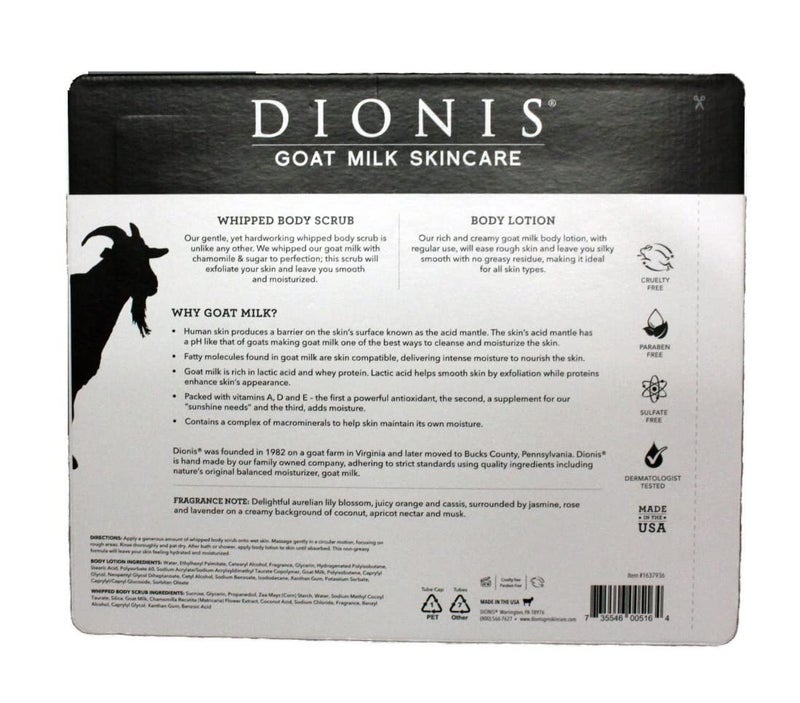 Dionis Goat Milk Bath Body Set 3 Piece Set 1 oz Body Lotion 2 fl oz Whipped Body Scrub x2 Cruelty Paraben Free Dermatologist Tested Lavender Scent - Image 2