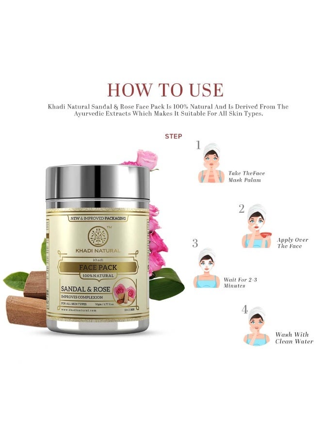 كادي نيتشورال قناع الوجه العشبي بخلاصة خشب الصندل والورد من خادي ناتشورال، 50 غرام | قناع للوجه للتحكم في إفرازات الزيوت الزائدة | قناع طبيعي للوجه لعلاج حب الشباب | قناع عشبي للوجه لبشرة متألقة | مناسب لجميع أنواع البشرة. - Image 4