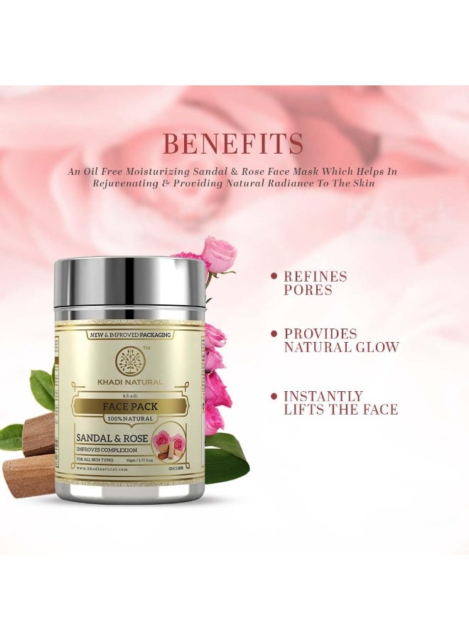 كادي نيتشورال قناع الوجه العشبي بخلاصة خشب الصندل والورد من خادي ناتشورال، 50 غرام | قناع للوجه للتحكم في إفرازات الزيوت الزائدة | قناع طبيعي للوجه لعلاج حب الشباب | قناع عشبي للوجه لبشرة متألقة | مناسب لجميع أنواع البشرة. - Image 2