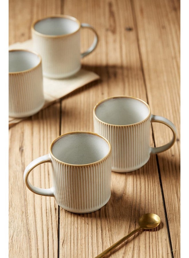 famiware Coffee Mug Set for 6, Star 12 oz Catering Mugs Cup Set with Handle for Coffee, Tea, Cocoa, Milk - Ceramic Stoneware Drinkware Set, Cappuccino White - Image 5