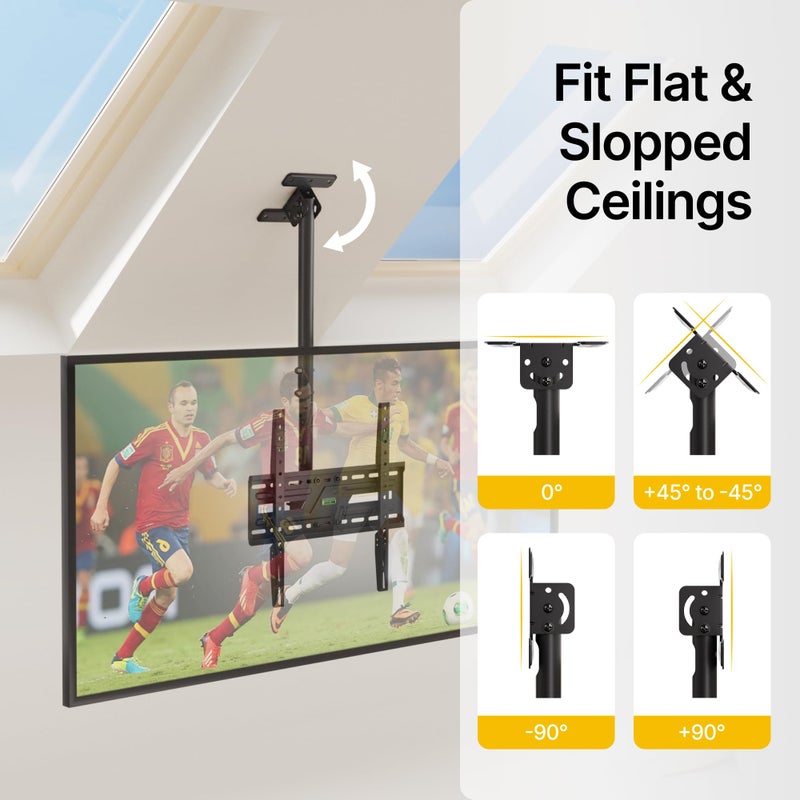 monTEK Ceiling TV Mount for 37-75 inch Flat Screen Displays, Hanging Adjustable Ceiling TV Bracket Fits Most LCD LED OLED 4K TVs, Pole Ceiling Mount Holds up to 110lbs, Max VESA 400x400mm - Image 5