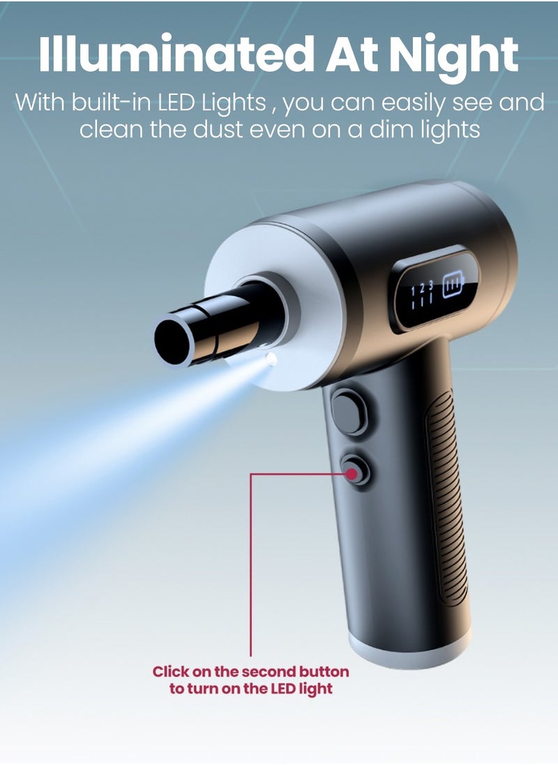 Moxedo - Moxedo 2 in 1 Cordless Air Duster 3 Gear Adjustable Portable Handheld Dual Mode Blowing and Vacuuming 50000 RMP with LED Light for Keyboard Cleaner, Computer and Car - Image 1