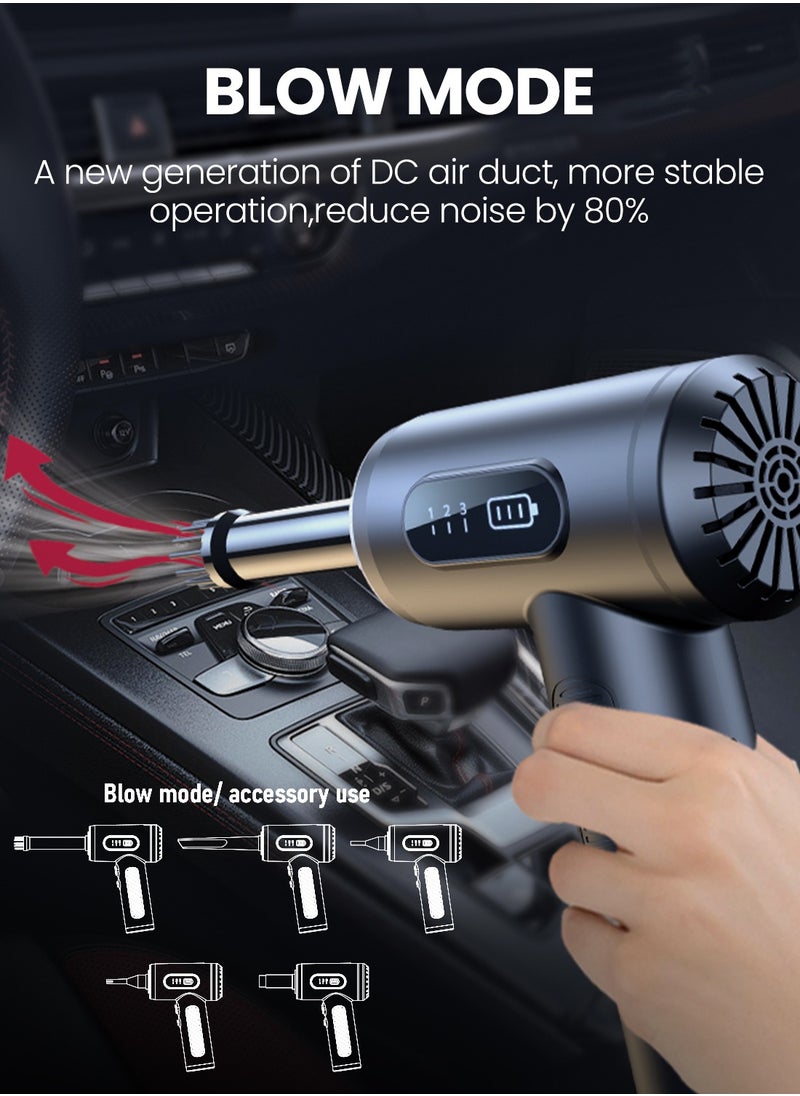 Moxedo - Moxedo 2 in 1 Cordless Air Duster 3 Gear Adjustable Portable Handheld Dual Mode Blowing and Vacuuming 50000 RMP with LED Light for Keyboard Cleaner, Computer and Car - Image 1