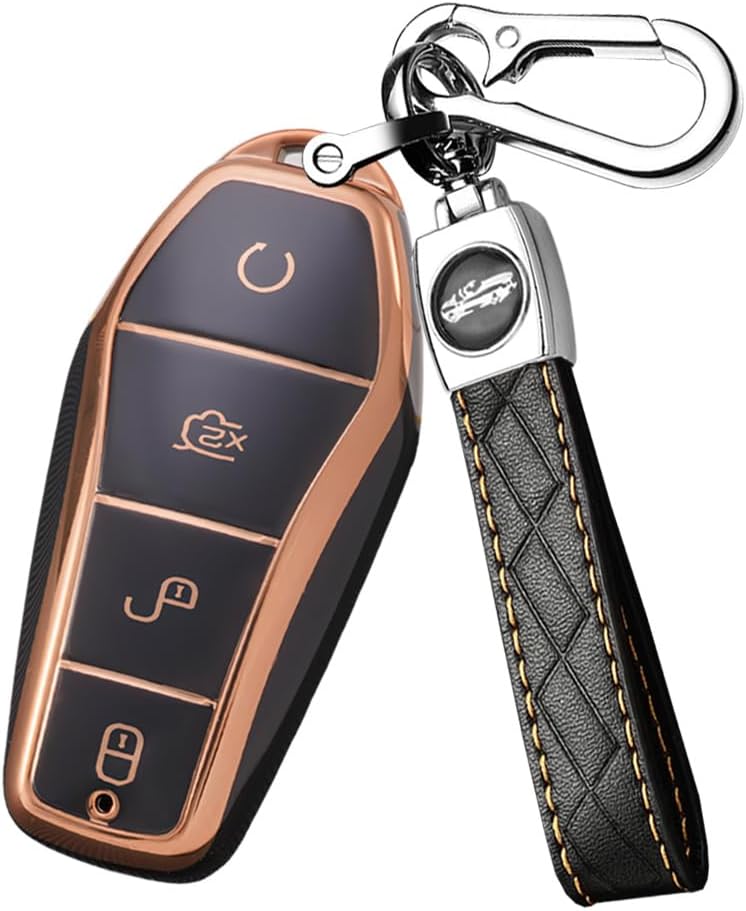 غطاء مفتاح سيارة ذكي من متوافق مع BYD، غطاء مفتاح وقائي لـ BYD Seal U وSealion 7 وSong Plus EV وAtto 2/3 وDolphin وHan وDenza D9، غطاء جهاز تحكم عن بعد، صندوق مفتاح من TPU بأربعة أزرار. - Image 1