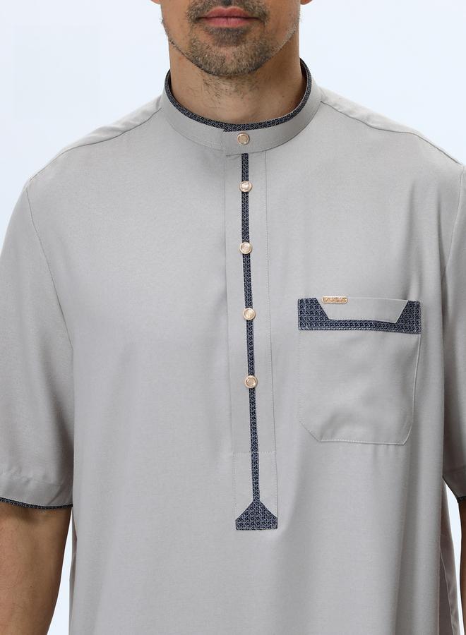 Take Two Men Henley Neck Button Placket Thobe - Image 4