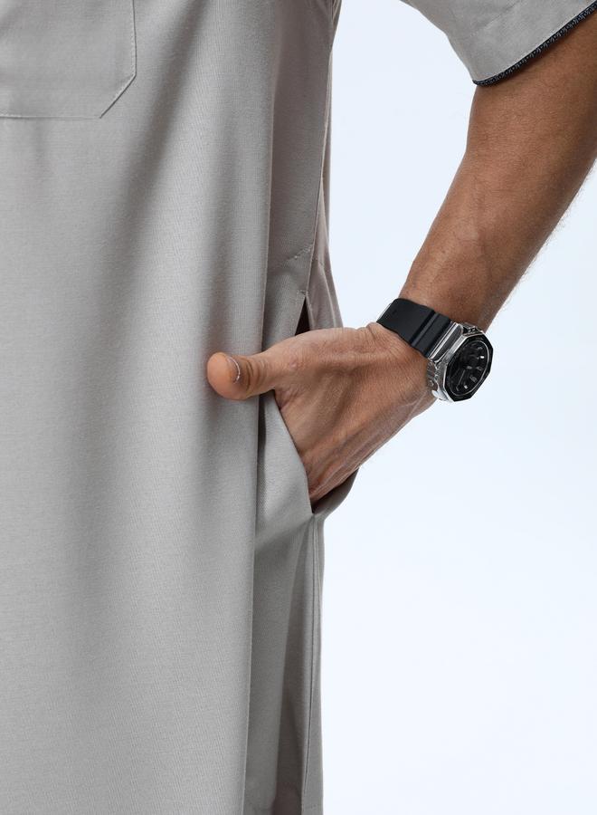 Take Two Men Henley Neck Button Placket Thobe - Image 5