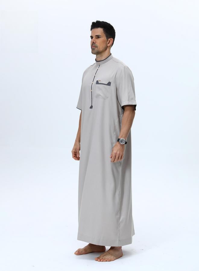 Take Two Men Henley Neck Button Placket Thobe - Image 2