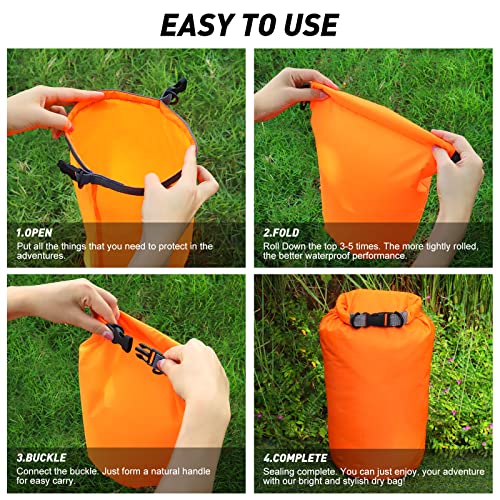 R2Depot Waterproof Dry Bag, 5L/10L/20L/40L/70L Dry Storage Bag for Kayaking, Gym, Hiking, Swimming (Orange, 70L) - Image 5