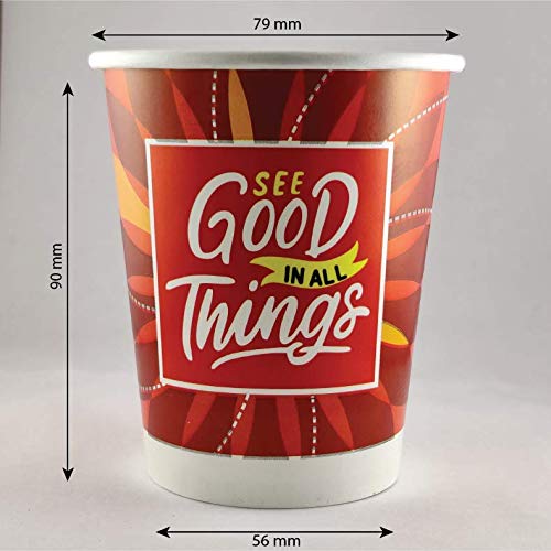 PARICOTT 240ml 8Oz Good Things Printed with Paper Lid Disposable Party Paper Cups for Hot Cold Beverages Pack of 100pcs - Image 3