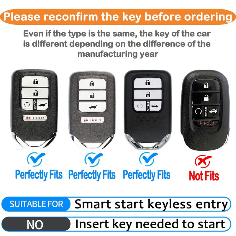 Sindeda for Honda Key fob Cover with Leather Keychain,Soft TPU Full Cover Protection,Key fob case Compatible With Honda Accord Civic CRV Pilot Odyssey Passport Smart Remote Keyï¼ŒKey Fob Shell-Blue - Image 2
