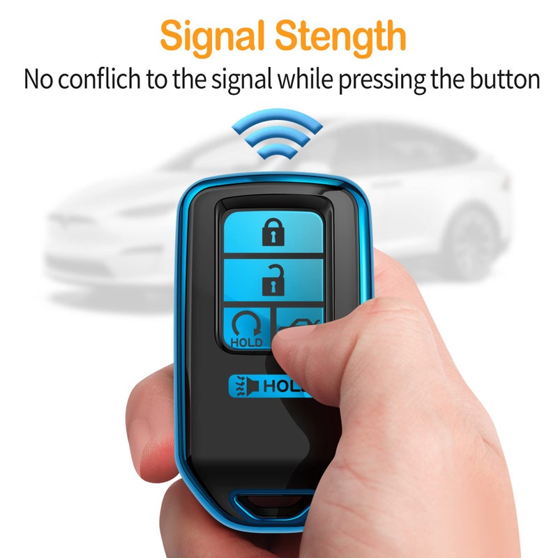 Sindeda for Honda Key fob Cover with Leather Keychain,Soft TPU Full Cover Protection,Key fob case Compatible With Honda Accord Civic CRV Pilot Odyssey Passport Smart Remote Keyï¼ŒKey Fob Shell-Blue - Image 5