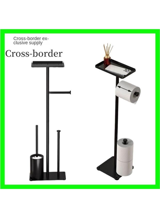 الأزرق جي دبليو حامل ورق التواليت العمودي من الأرض إلى الأرض ، رف ورق لفافة الحمام ، رف مناديل مع رف تخزين الهاتف المحمول - Image 2