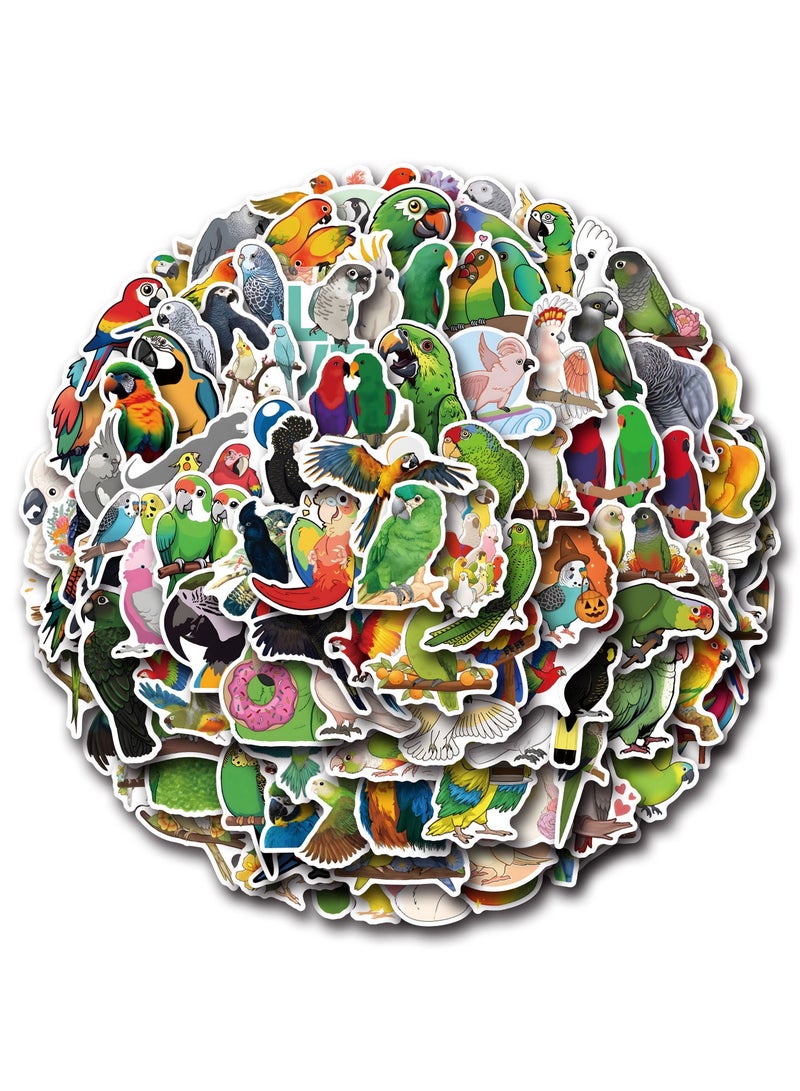مجموعة من 110 ملصقات ببغاء كرتونية لطيفة متعددة الألوان للمراهقين والبالغين، ملصقات فينيل مقاومة للماء لأجهزة الكمبيوتر المحمولة وزجاجات المياه وألواح التزلج والأمتعة - Image 1