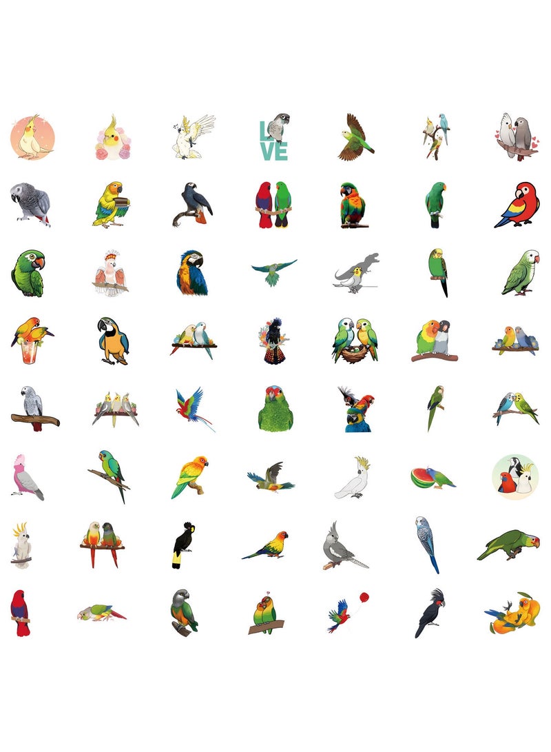 مجموعة من 110 ملصقات ببغاء كرتونية لطيفة متعددة الألوان للمراهقين والبالغين، ملصقات فينيل مقاومة للماء لأجهزة الكمبيوتر المحمولة وزجاجات المياه وألواح التزلج والأمتعة - Image 4