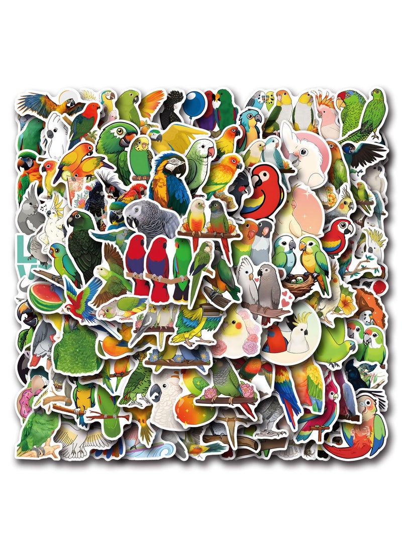 مجموعة من 110 ملصقات ببغاء كرتونية لطيفة متعددة الألوان للمراهقين والبالغين، ملصقات فينيل مقاومة للماء لأجهزة الكمبيوتر المحمولة وزجاجات المياه وألواح التزلج والأمتعة - Image 5