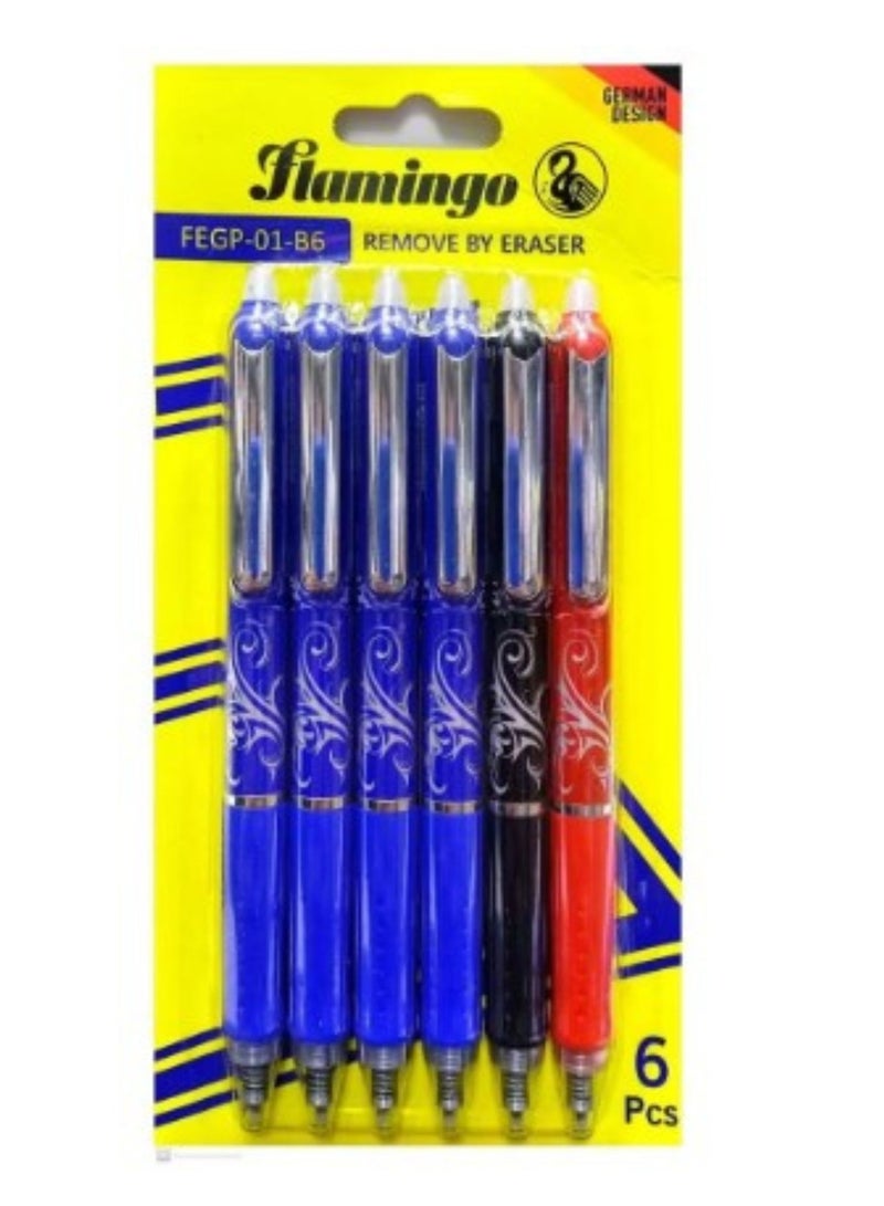 Flamingo 6-Pieces Erasable Pen Multicolor