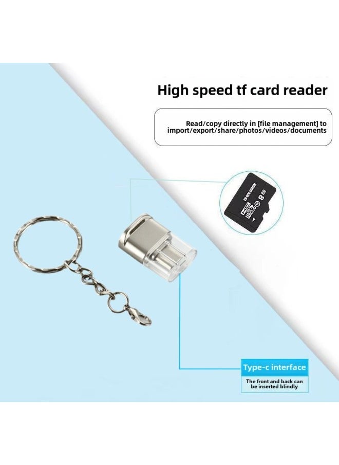 Generic - Applicable Private Mode Zinc Alloy Card Reader TF Card Reader Support Apple 15 Type-C Card Reader-Color:Silver With Chain (single Bag Packaging) - Image 1