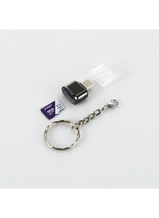 Generic - Applicable Private Mode Zinc Alloy Card Reader TF Card Reader Support Apple 15 Type-C Card Reader-Color:Silver With Chain (single Bag Packaging) - Image 1