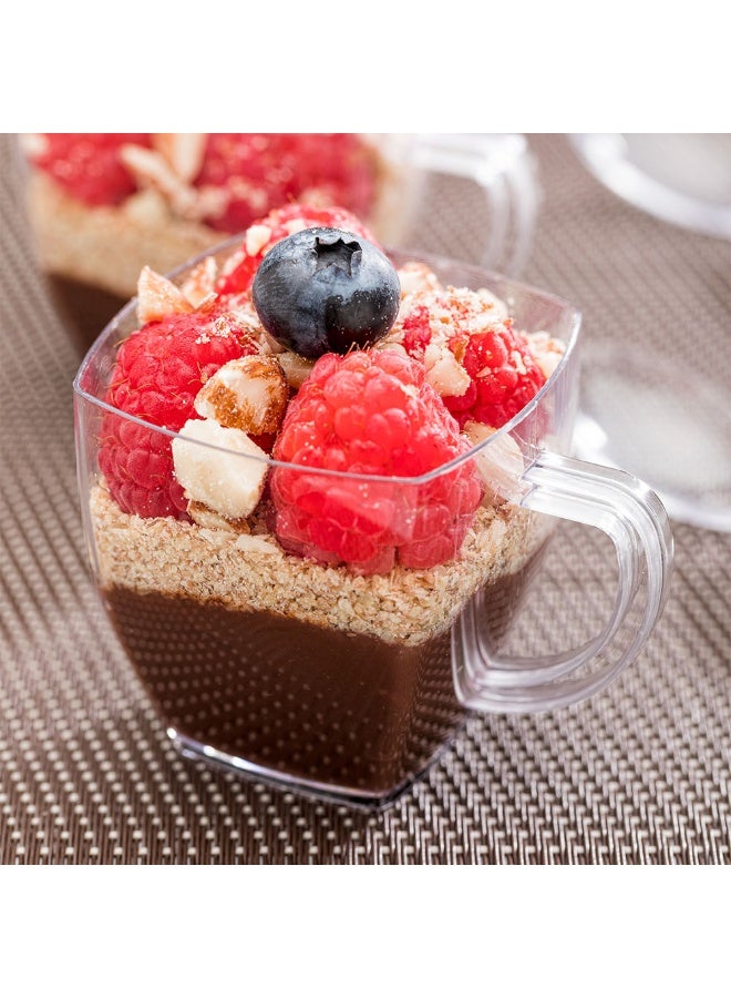 Restaurantware أكواب مربعة شفافة سعة 2 أونصة، 100 كوب قهوة بلاستيكي disposable - بلاستيك صلب، مع مقابض، أكواب إسبريسو مصغرة شفافة، للمناسبات، الحفلات، الزفاف، والمقاهي - Image 3