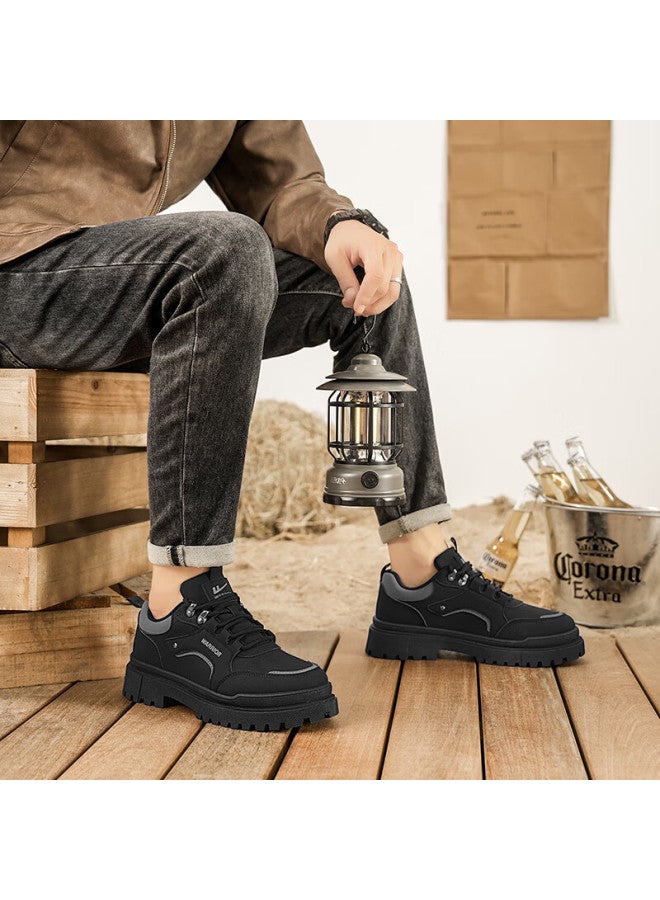 Pull Back Huili Men's Work Shoes, Spring New Low-top Martin Boots, Casual Shoes For Men Wbn-2344, Black, Size 43 - Image 4