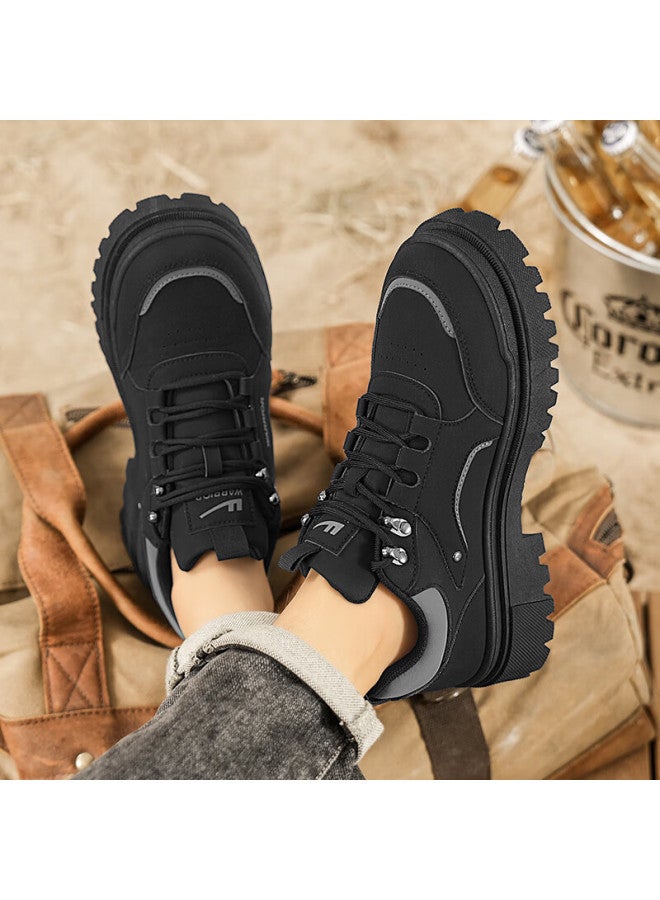 Pull Back Huili Men's Work Shoes, Spring New Low-top Martin Boots, Casual Shoes For Men Wbn-2344, Black, Size 43 - Image 5