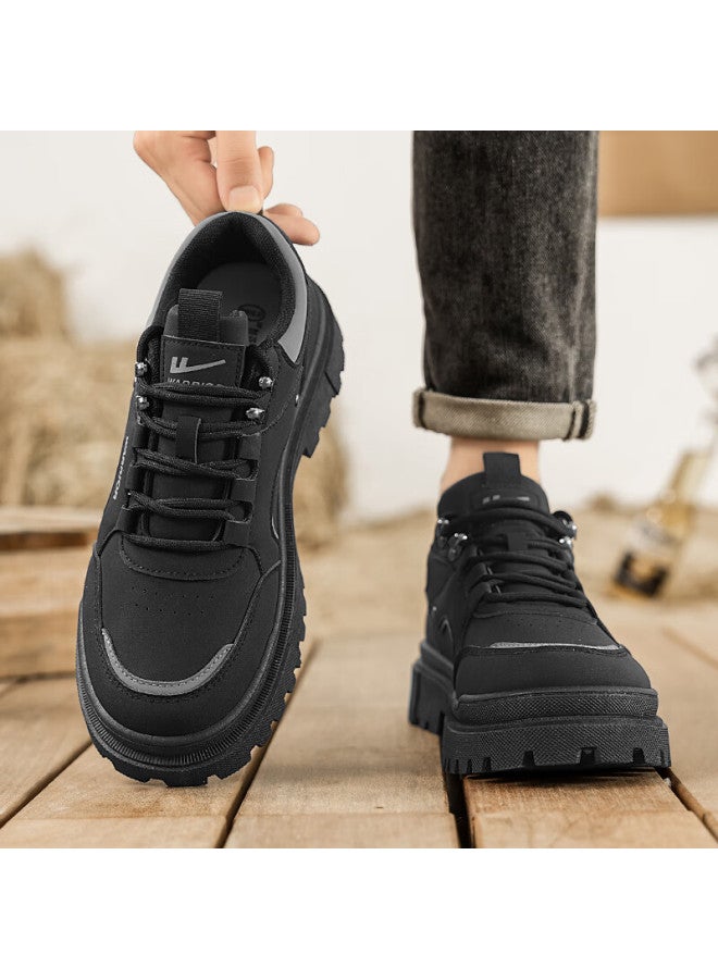 Pull Back Huili Men's Work Shoes, Spring New Low-top Martin Boots, Casual Shoes For Men Wbn-2344, Black, Size 43 - Image 3