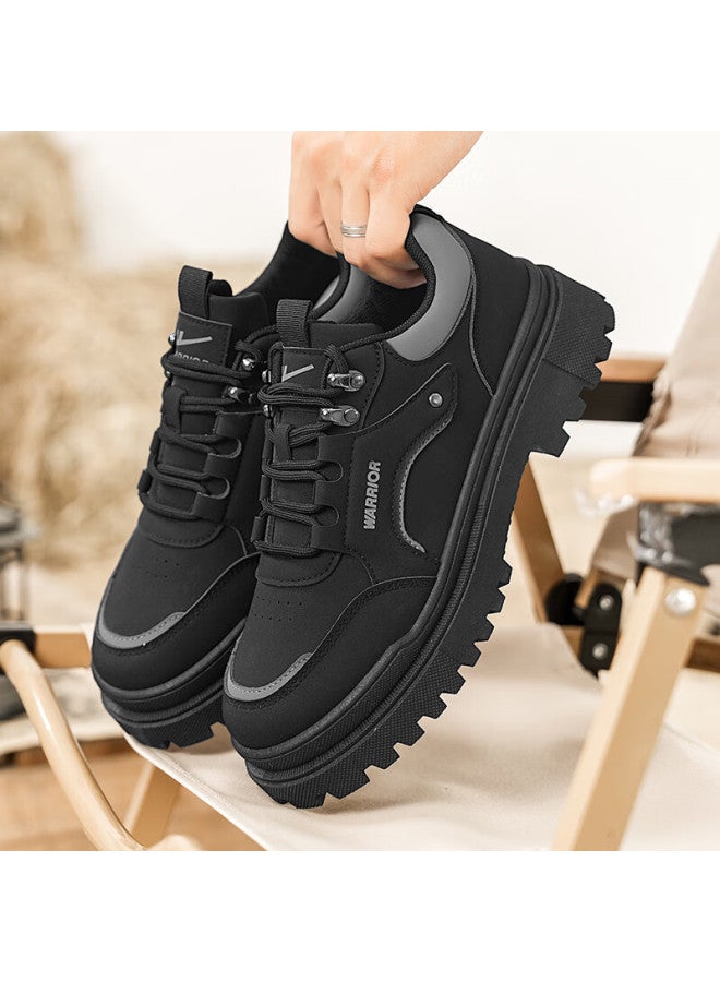 Pull Back Huili Men's Work Shoes, Spring New Low-top Martin Boots, Casual Shoes For Men Wbn-2344, Black, Size 43 - Image 1