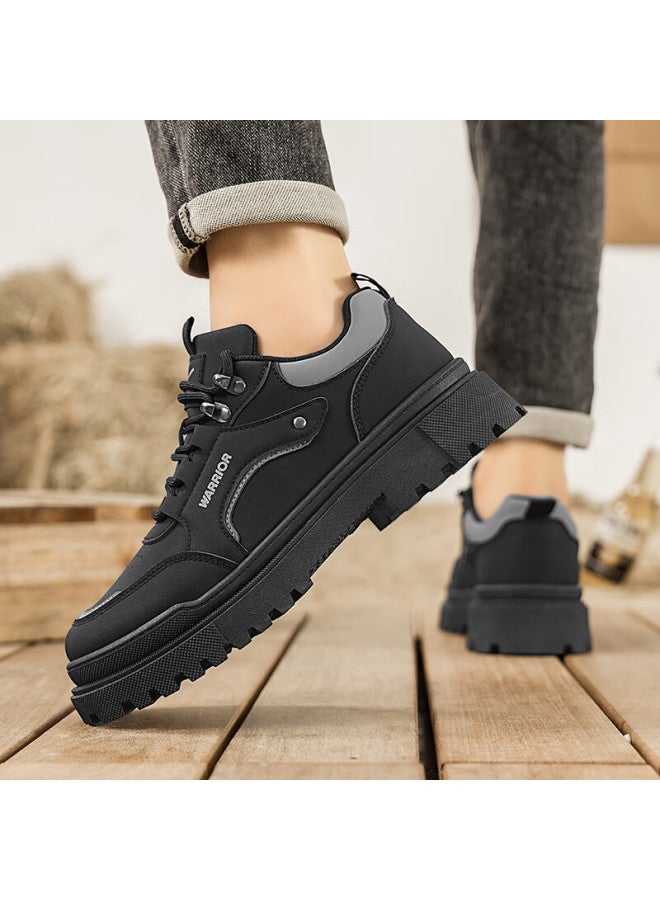Pull Back Huili Men's Work Shoes, Spring New Low-top Martin Boots, Casual Shoes For Men Wbn-2344, Black, Size 43 - Image 2