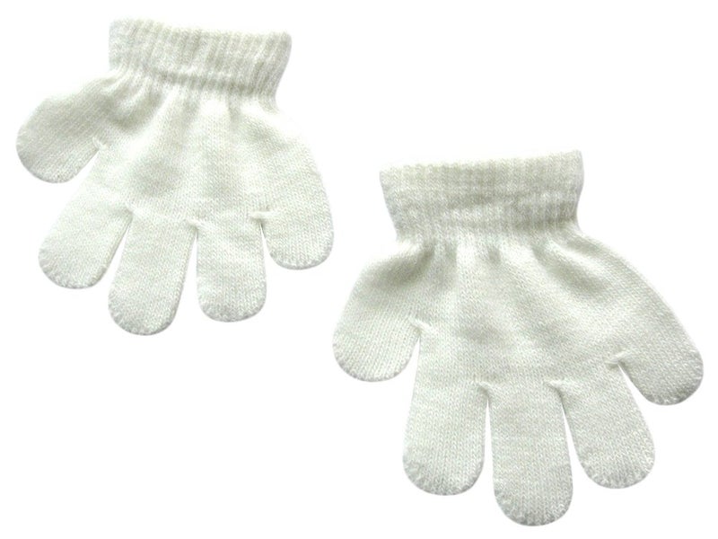 BaiX Toddler Boys and Girls Winter Knitted Writing Gloves, 1-3 Years Old, White - Image 1