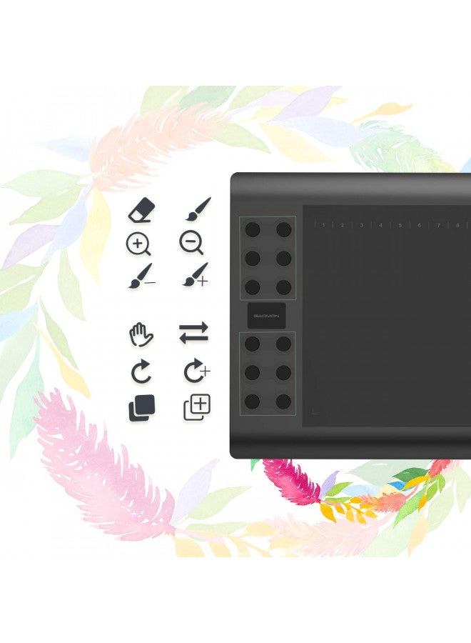 GAOMON Drawing Tablet GAOMON M106K PRO 10 x 6.25 inches Large Graphic Tablet, Digital Art Tablet Supports Tilt Function with 12 Shortcut Keys, Battery-Free Stylus, Work with Mac, Windows PC & Android - Image 3