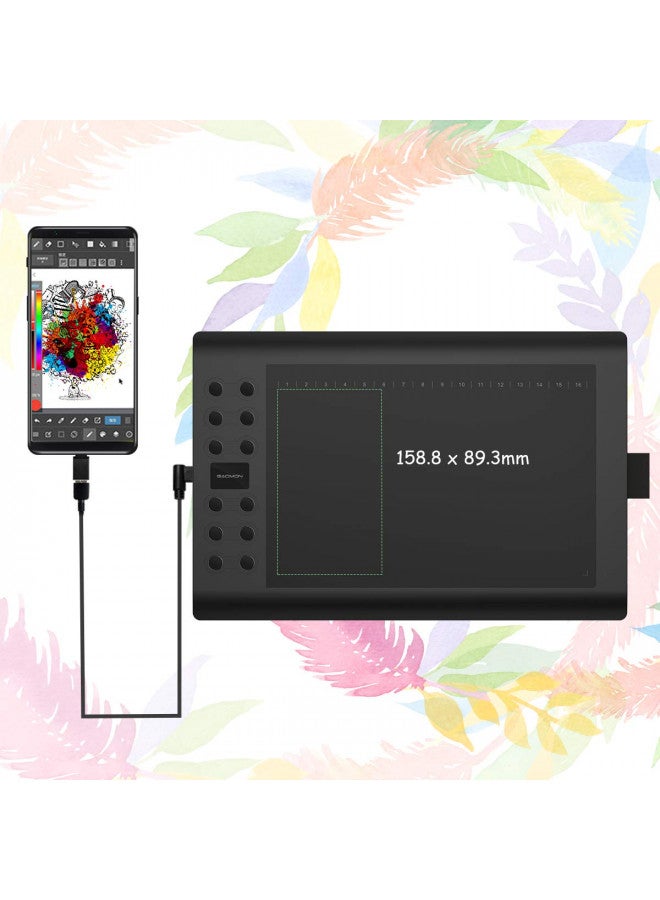 GAOMON Drawing Tablet GAOMON M106K PRO 10 x 6.25 inches Large Graphic Tablet, Digital Art Tablet Supports Tilt Function with 12 Shortcut Keys, Battery-Free Stylus, Work with Mac, Windows PC & Android - Image 2