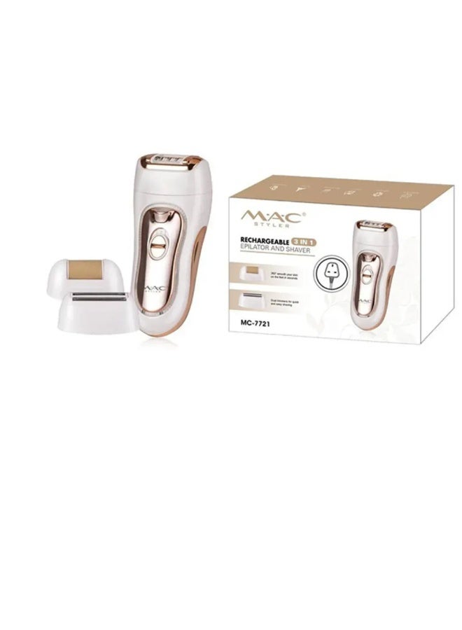 ماك ستايلر ماكينة إزالة الشعر وإعادة الشحن 3 في 1 من ماك ستايلر – موديل MC-7721 - Image 1