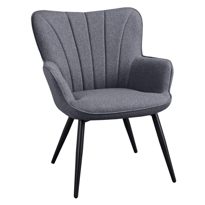 Yaheetech Modern Tub Chair Linen Fabric Living Room Armchair Side Vanity Chair with Curved High Back and Thick Soft Padded Seat for Bedroom Makeup Reading Nook Grey