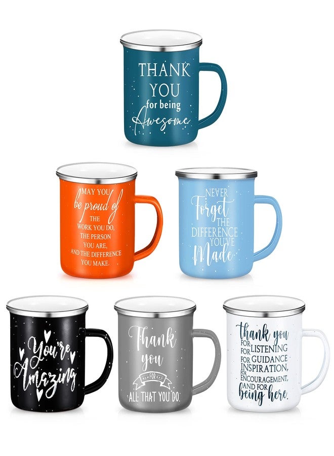 Sieral 6 Pcs Employee Appreciation Gifts Bulk Thank You Mugs 12 oz Inspirational Enamel Coffee Mugs Appreciation Gift for Graduation Nurse Teacher Volunteer Coworker Team Office Staff - Image 1