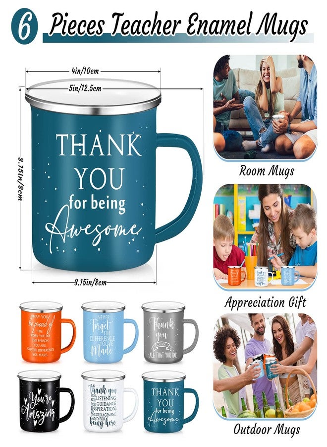 Sieral 6 Pcs Employee Appreciation Gifts Bulk Thank You Mugs 12 oz Inspirational Enamel Coffee Mugs Appreciation Gift for Graduation Nurse Teacher Volunteer Coworker Team Office Staff - Image 2