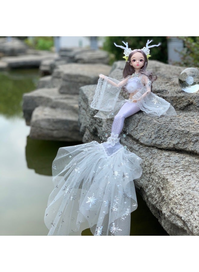 Dragon Princess Mermaid Doll Girl Toy Children's Birthday Gift Doll Doll Manufacturer Supply-Color:Hanfu Fish White - Image 1