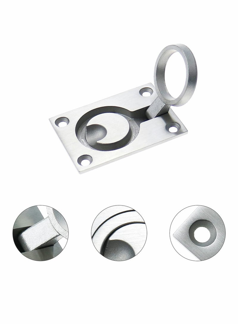 Square Flush Pull Ring Handles, 2 Pack Stainless Steel Recessed Furniture Handle, Boat Hatch Latch Cabinet Mount Lifting Ring Pull Handle 2.44 x 1.73 Inch - Image 3