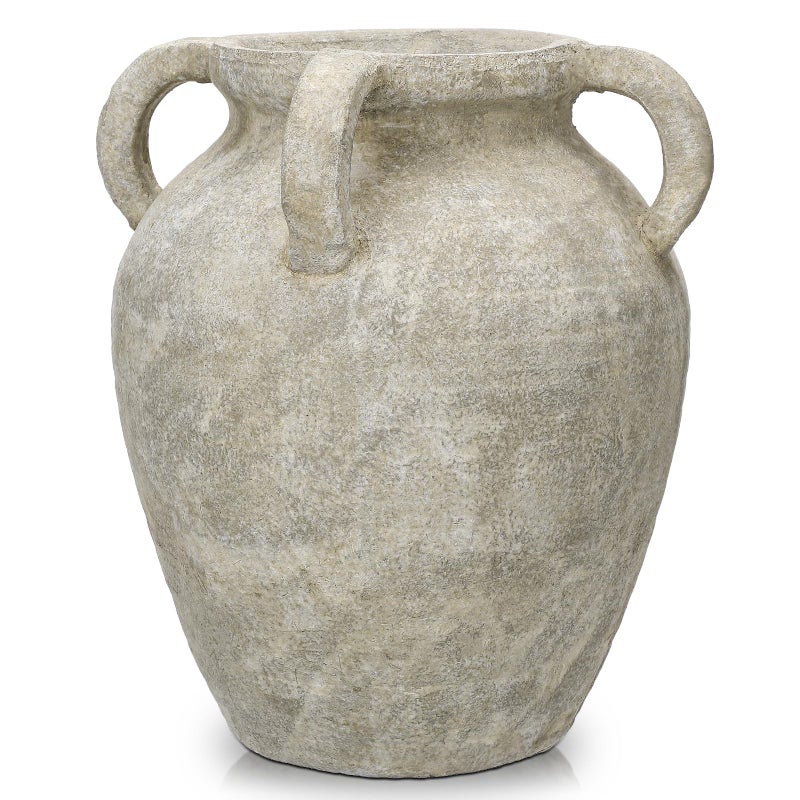 Arborus Handmade Flower Vase 12 Tall Terracotta Vase Green Vintage Ceramic vase Rustic Antique Decor with 3 Handles Wide Mouth Matte Finish for Home Office Resto Caf Dcor - Image 2