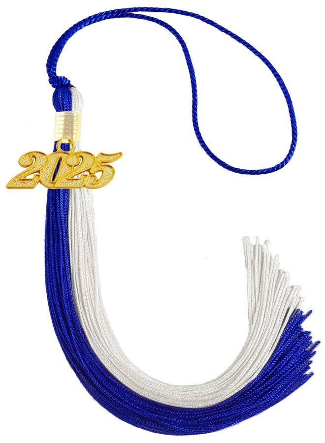 GRADFTY 2025 Tassel Graduation, Blue and White Tassel 2025 - Image 1