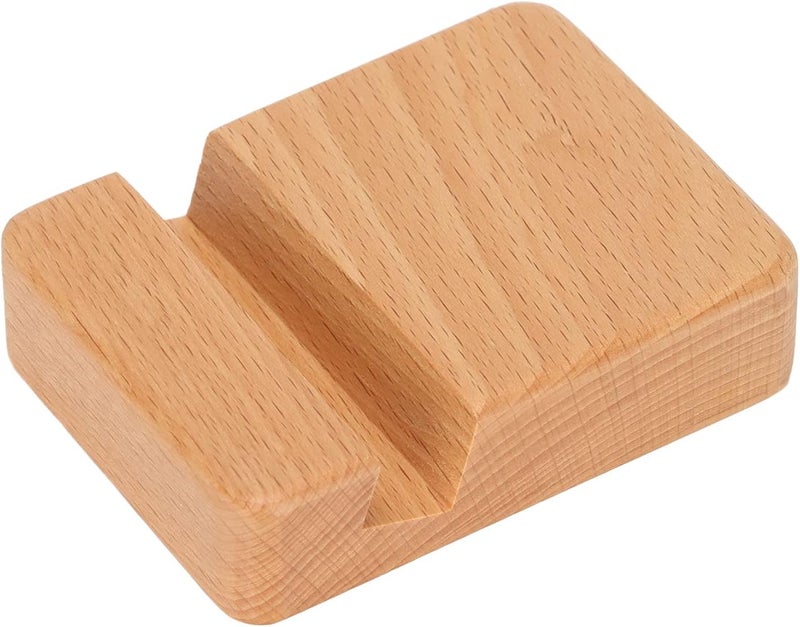 TOPINCN Wood Phone Stand, Natural Wood Minimalist Portable Universal holder, fits 4-8 inch smartphones, handcrafted natural wood, desk video chat use, lightweight travel - Image 1