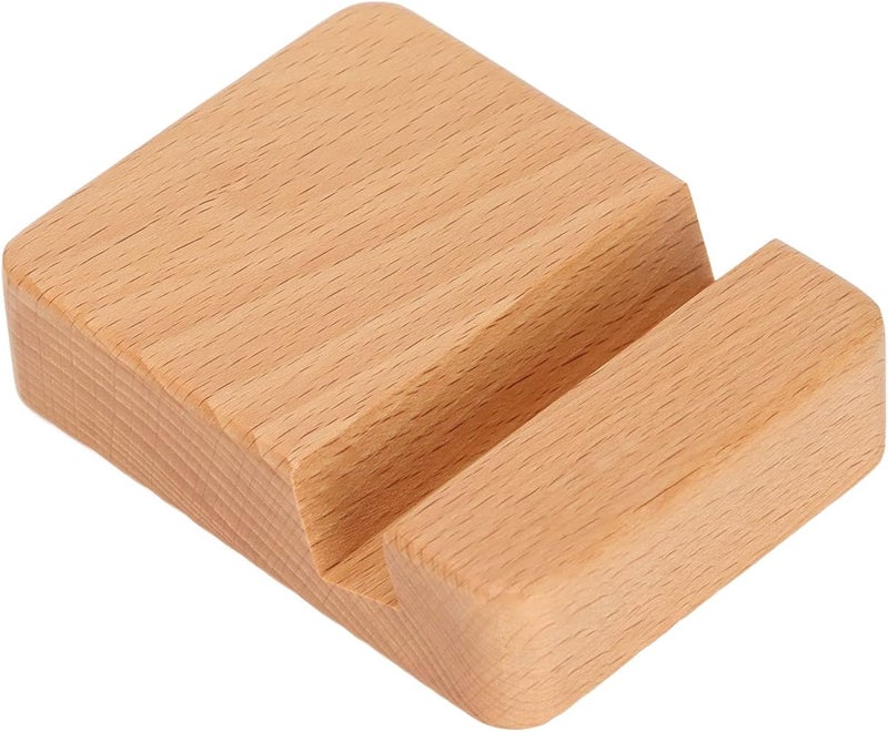TOPINCN Wood Phone Stand, Natural Wood Minimalist Portable Universal holder, fits 4-8 inch smartphones, handcrafted natural wood, desk video chat use, lightweight travel - Image 3