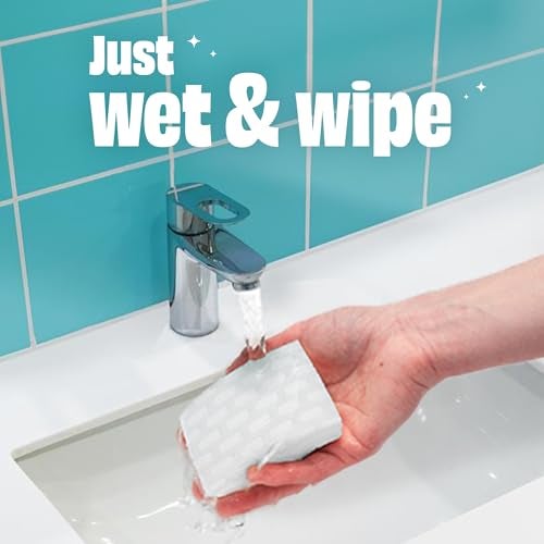 Scrubbing Bubbles Easy Clean Quick Eraser, Multipurpose Durable Bathroom Cleaner Sponge for Shower and Tub Tiles, Sinks, Faucets, Counters, Toilets, Glass Doors & More, 8 Pack Case (32 Erasers Total) - Image 3