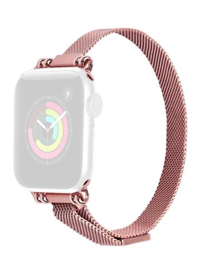 NIBEMINENT Milan Bracelet Stainless Steel Strap for Apple Watch Series 7/6/SE/5/4/3/2/1 38/40/41mm Rose Pink  - Image 1