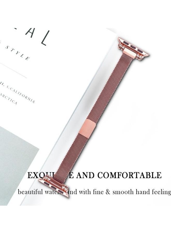 NIBEMINENT Milan Bracelet Stainless Steel Strap for Apple Watch Series 7/6/SE/5/4/3/2/1 38/40/41mm Rose Pink  - Image 4