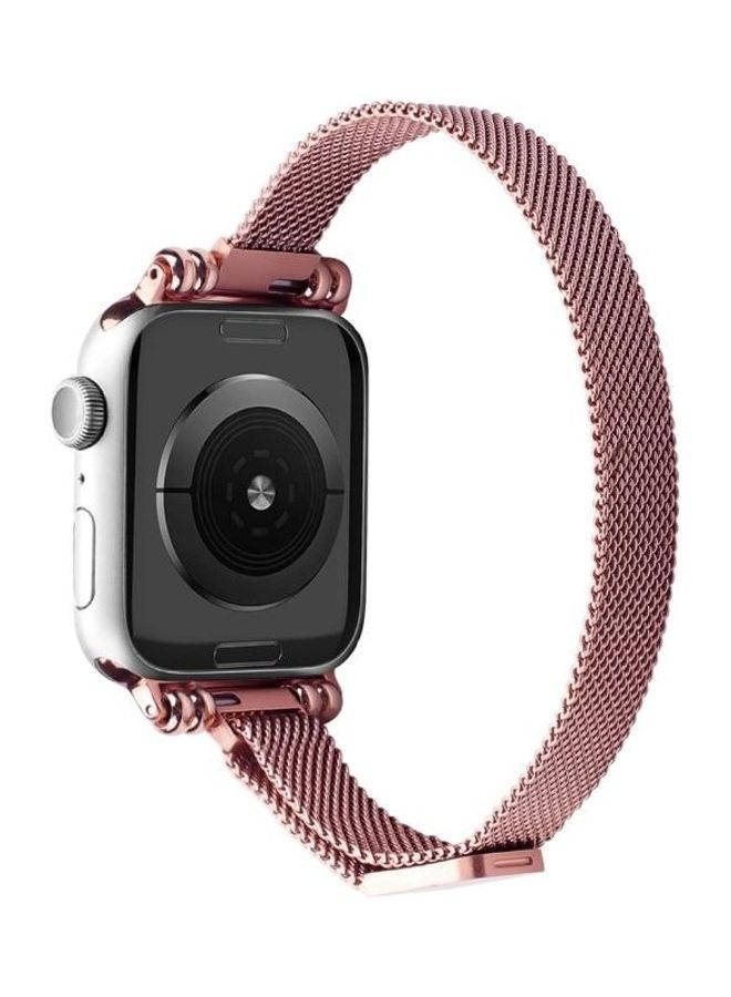 NIBEMINENT Milan Bracelet Stainless Steel Strap for Apple Watch Series 7/6/SE/5/4/3/2/1 38/40/41mm Rose Pink  - Image 3