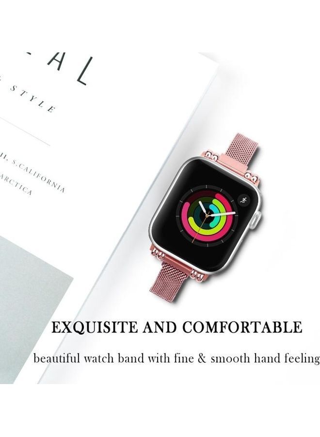 NIBEMINENT Milan Bracelet Stainless Steel Strap for Apple Watch Series 7/6/SE/5/4/3/2/1 38/40/41mm Rose Pink  - Image 5