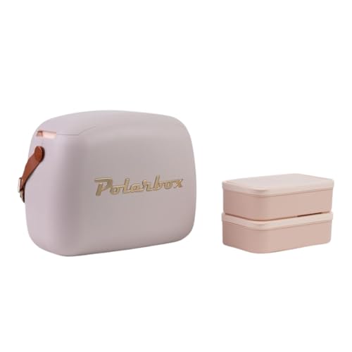 Polarbox حقيبة طعام باردة من بولار بوكس | صندوق غداء ريترو قابل لإعادة الاستخدام حقيبة غداء صغيرة عتيقة تشمل 2 حاويات طعام! الطعام والمشروبات للعمل والسفر والشاطئ والتخييم 6 لتر (ذهب لؤلؤي) - Image 1