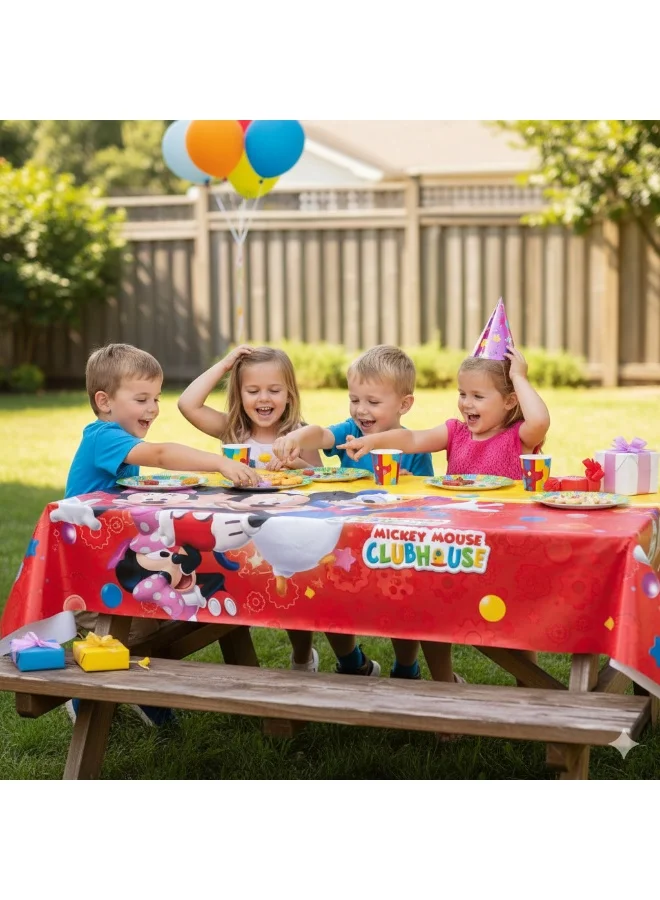 ديزني Ciao Playful Mickey Plastic Tablecloth 120x180 cm – Colorful Mickey Mouse, Minnie Mouse and Donald Duck Party Table Cover for Kids Birthday, Disney Themed Celebrations and Decoration Setups