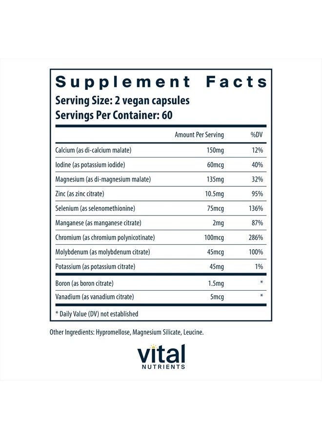 Vital Nutrients Multi-Minerals - Citrate/Malate Formula (No Copper or Iron) - High Potency Gentle Formula with High Nutritional Value - 120 Vegetarian Capsules per Bottle - Image 2
