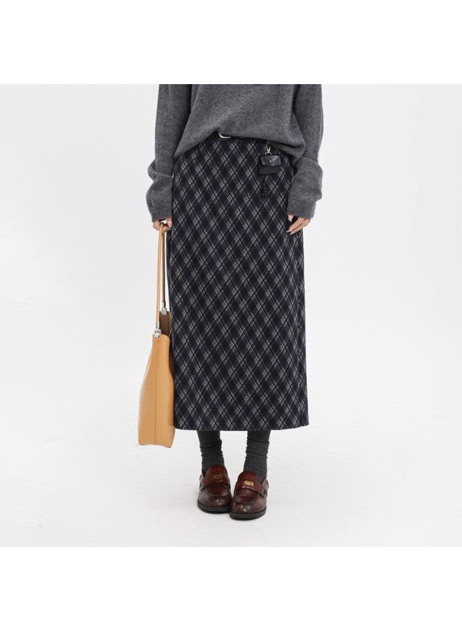 XINYANG Plaid Skirt 2025 Autumn Winter Elastic Waist High Waist Literary Retro Slimming Midi Skirt - Image 2